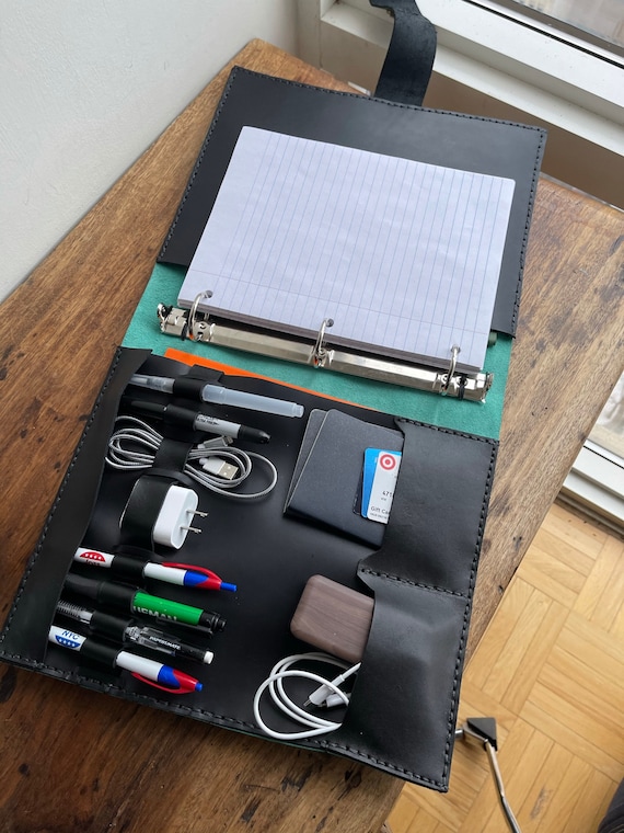 Binder Organizer / Leather Travel Binder / Custom Binder Portfolio / Crossbody Travel Binder