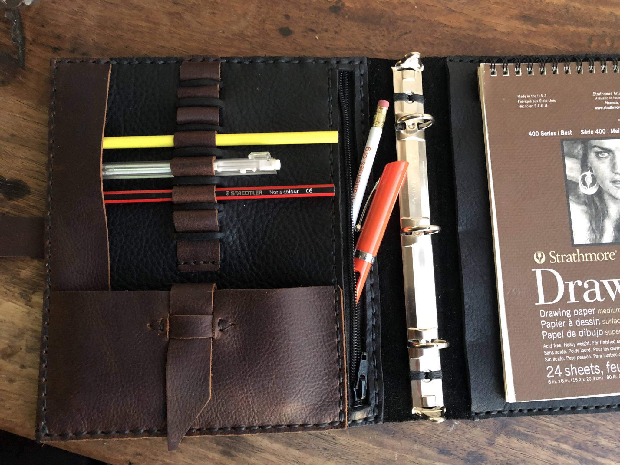 A5 Planner Binder Leather 3 Ring Personal Organizer Small Binder 