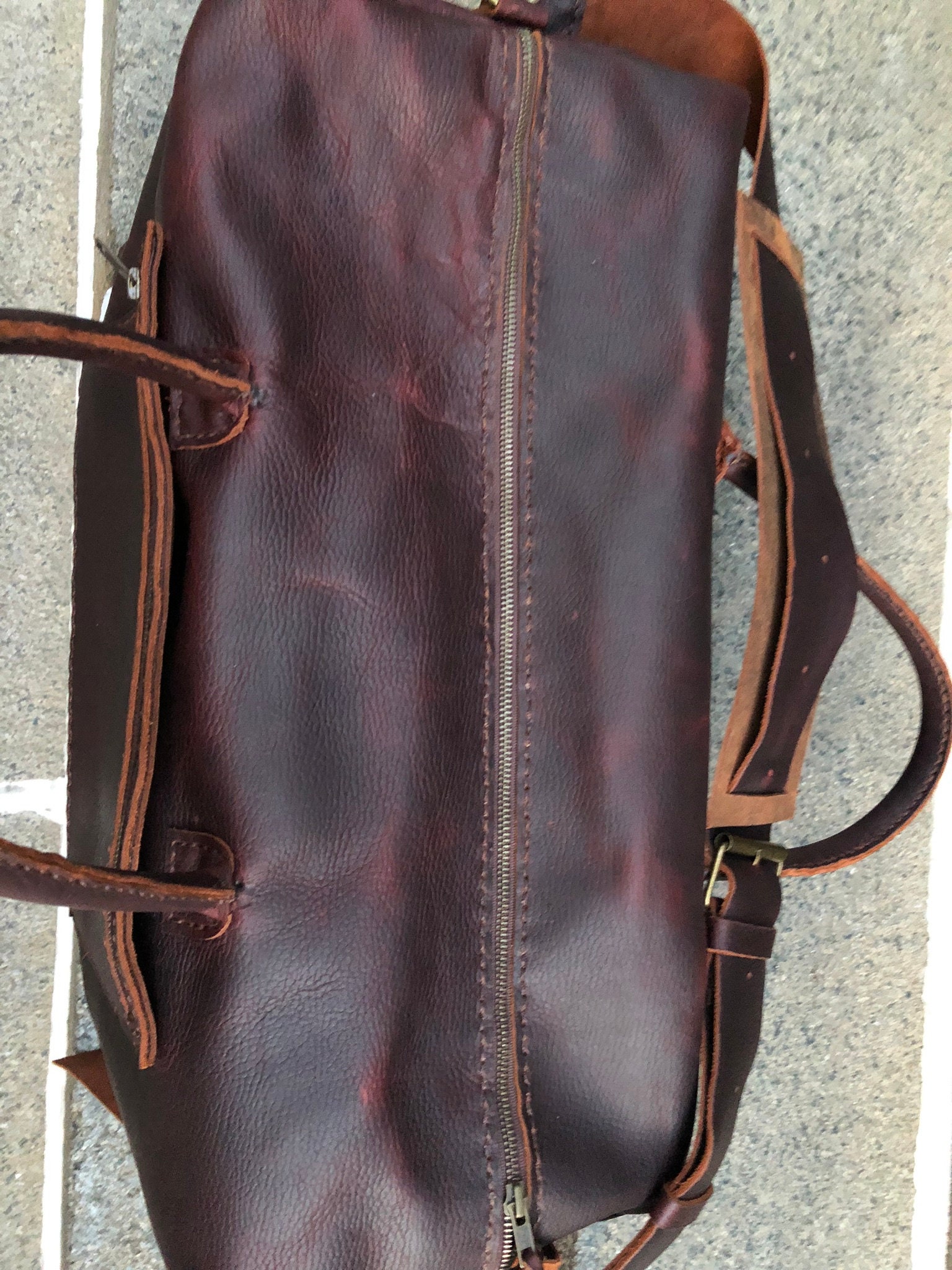 Duffle bag / Brown leather duffle / Leather duffle made in the USA