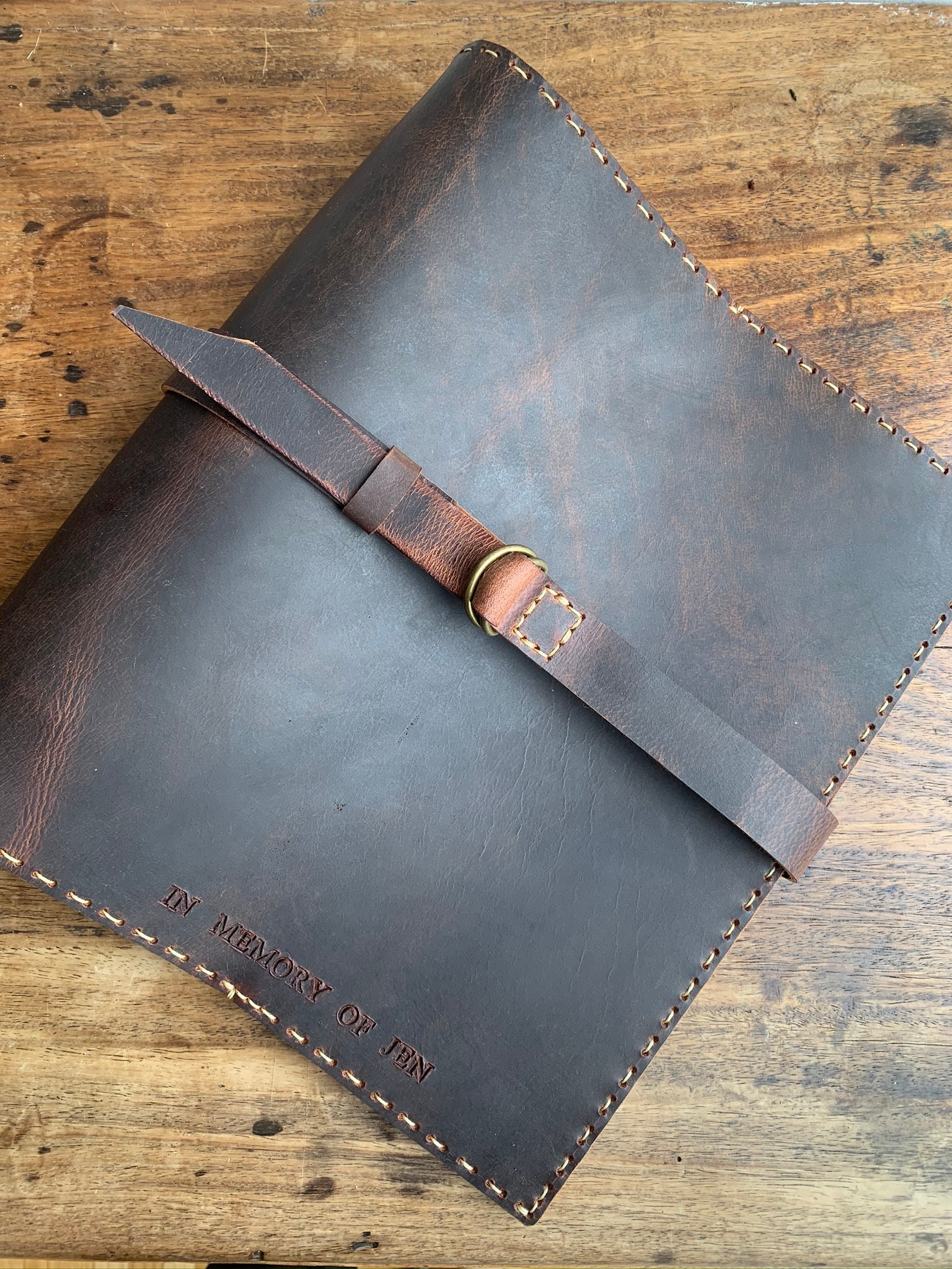 Brown leather binder / Leather brown portfolios with 3 ring Etsy