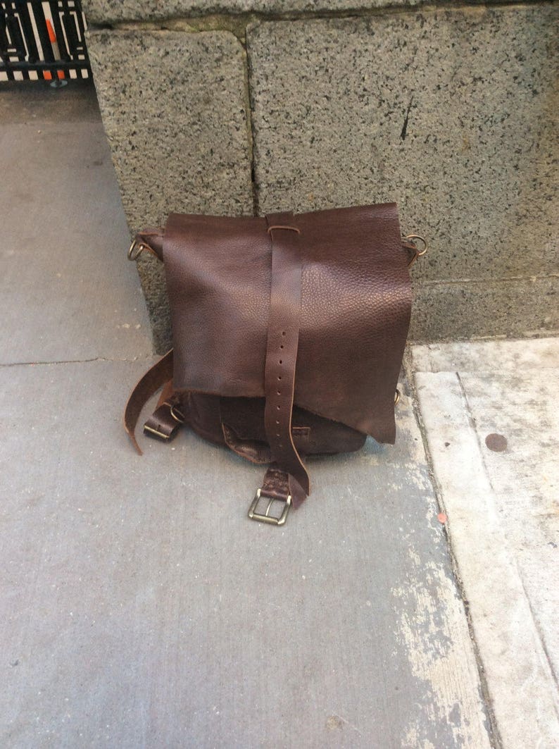 Bison Leather Backpack / Convertible Messenger Bag Backpack Etsy