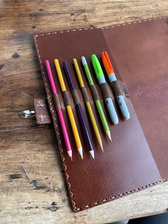 Mini ring binder, Small 3 ring notebook, 3 pocket leather binder, Cust –  Luscious Leather NYC