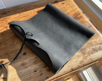 Soft Ring Binder / Black Leather 3 Ring Notebook Binder / Soft Pebbled Leather