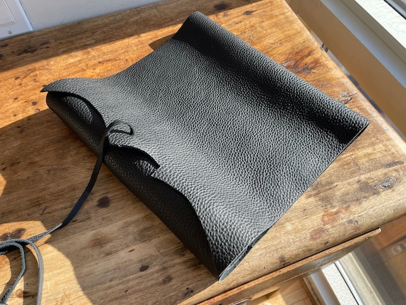 Soft Ring Binder / Black Leather 3 Ring Notebook Binder / Soft Pebbled Leather