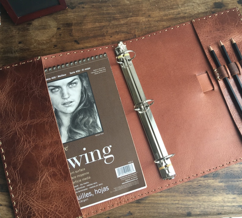 Customized Binder Leather 3 Ring Binder 2 Pocket Folder Etsy