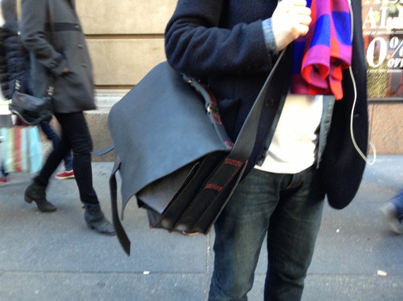 Black briefcase, Large triple gusset leather business bag, Leather laptop bag, Handmade black leather business briefcase, Custom made in NYC