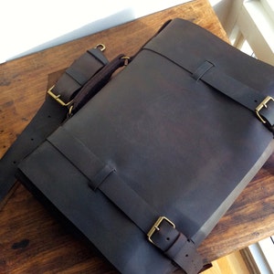 Midtown Messenger / Leather Laptop Bag / Computer Work Bag/ Handmade Leather Messenger Made by Hand in NY image 4