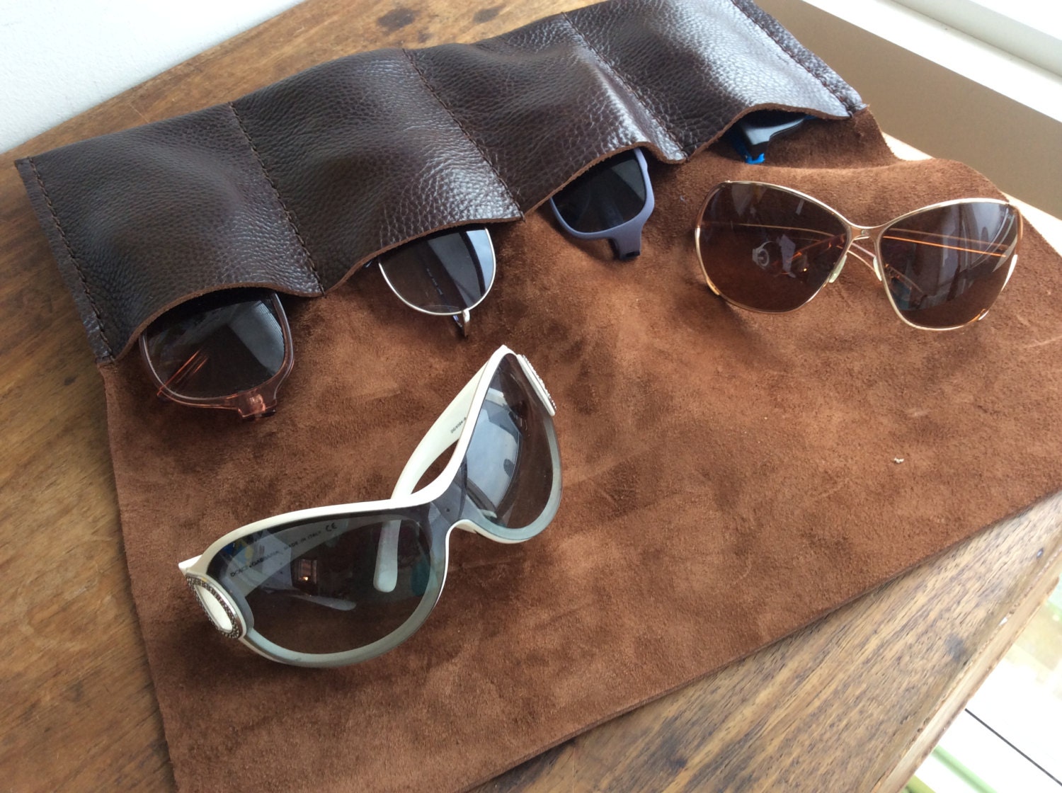 Multiple Sunglasses Travel Case · Brown by Capra Leather
