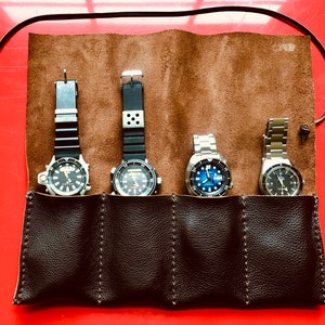 Leather watch roll travel case, Unique gifts for travelers, Leather watch roll, Mens travel gifts, Custom watch holder, Fathers day gifts