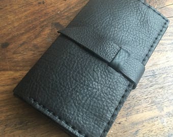 Black leather wallet, Checkbook holder, Large womens wallets, Trifold leather wallet, Soft black leather