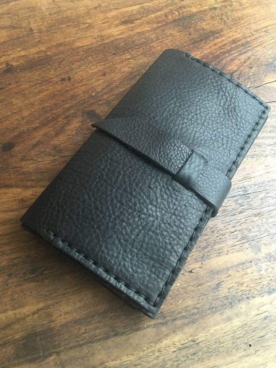 Black leather wallet, Checkbook holder, Large womens wallets, Trifold leather wallet, Soft black leather