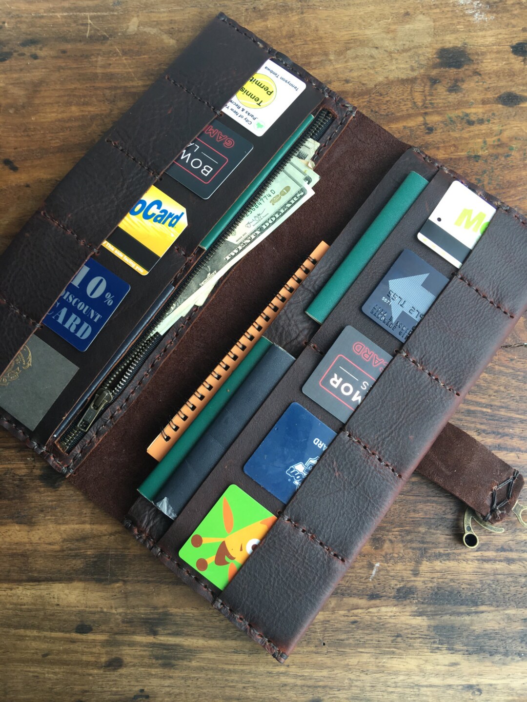 Bordeaux Leather Wallet and Travel Organizer With Passport Holder - Etsy