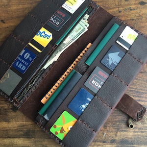 Bordeaux Leather Wallet / Large Leather Clutch Wallet / Travel Organizer Passport Holder /  Oversized Travel Wallet