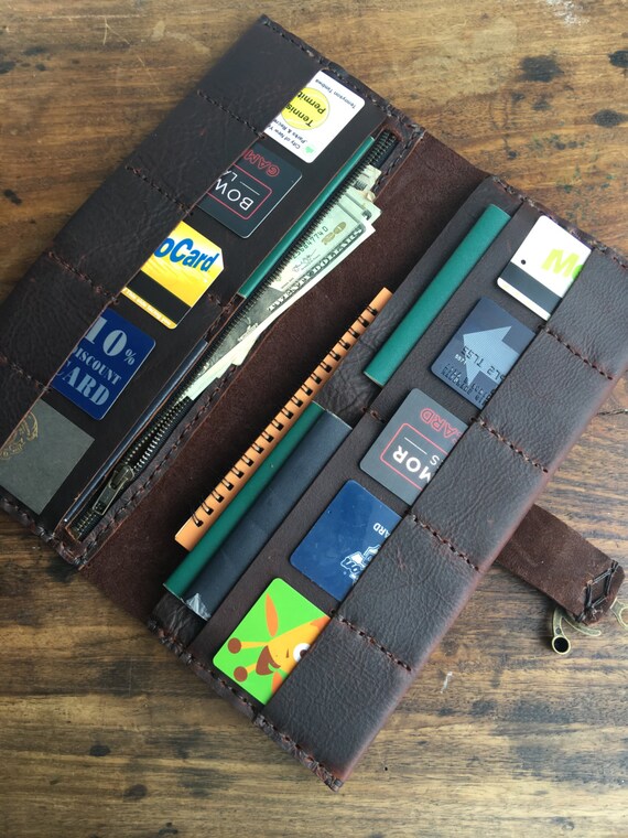 Bordeaux Leather Wallet / Large Leather Clutch Wallet / Travel Organizer Passport Holder /  Oversized Travel Wallet
