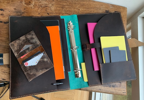 Organizer Binder / Binder Folio with Pockets / Cross body Portfolio Case / Pocket Folio Bag Made in New York by Hand