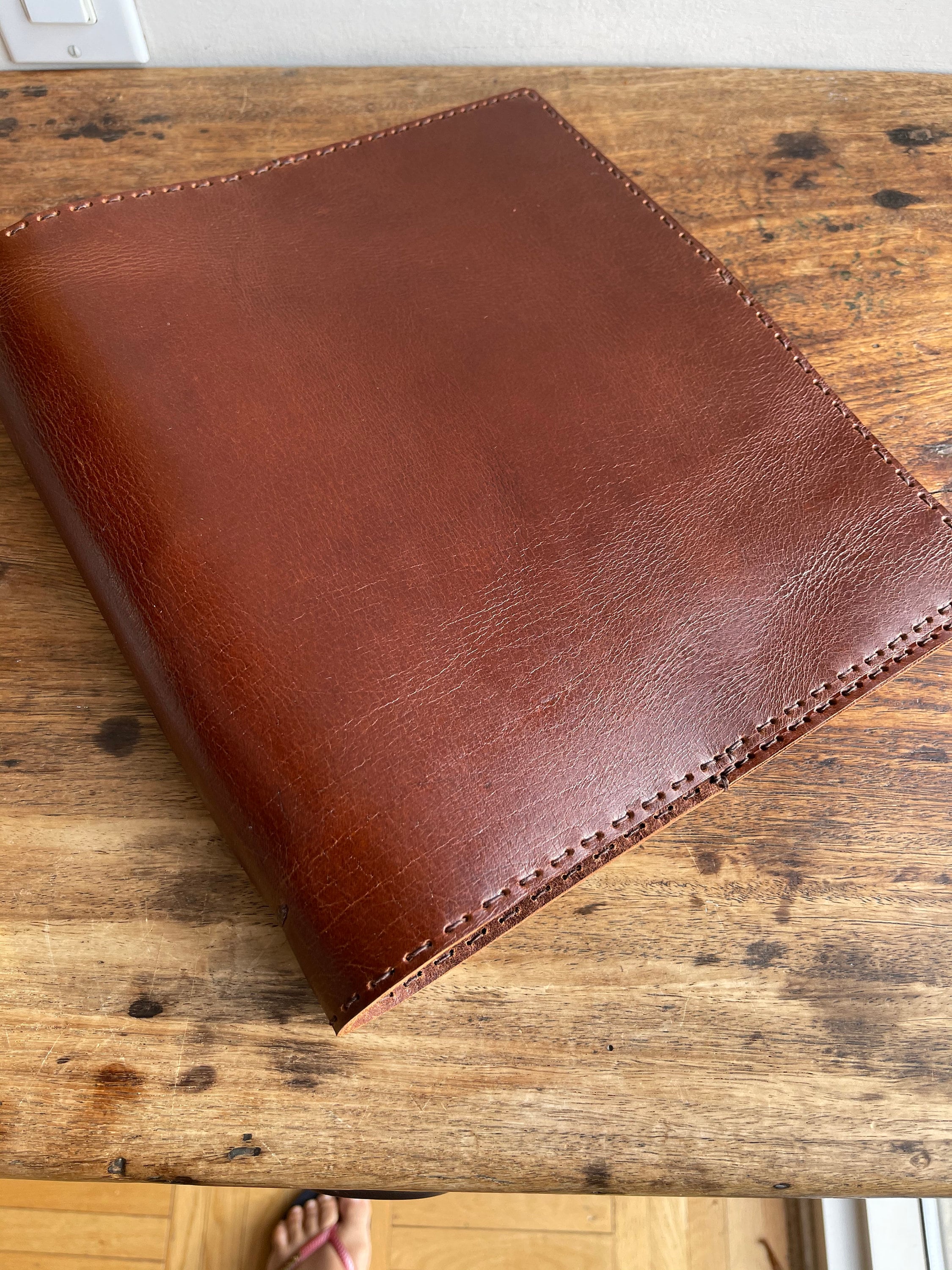 Leather refillable sketchbook, Large brown leather 8.5 x 11 custom notebook  cover, Creative sketchbook ideas handmade leather sketch journal