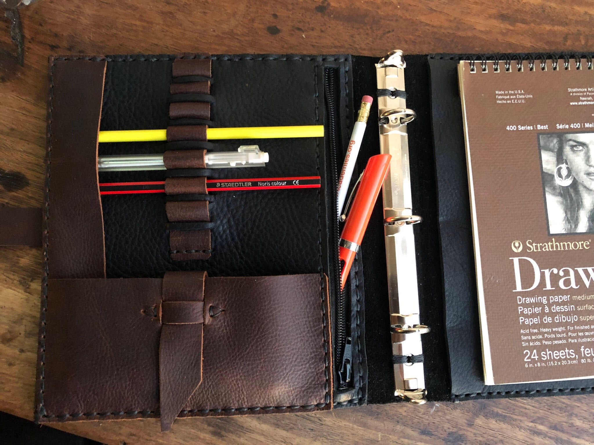 A5 Planner Binder Leather 3 Ring Personal Organizer Small Binder 