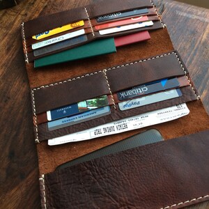 Bison Hand-stitched Trifold Wallet / Handmade Leather Wallets / Custom Handmade Leather Wallet / Bordeaux Bison image 3