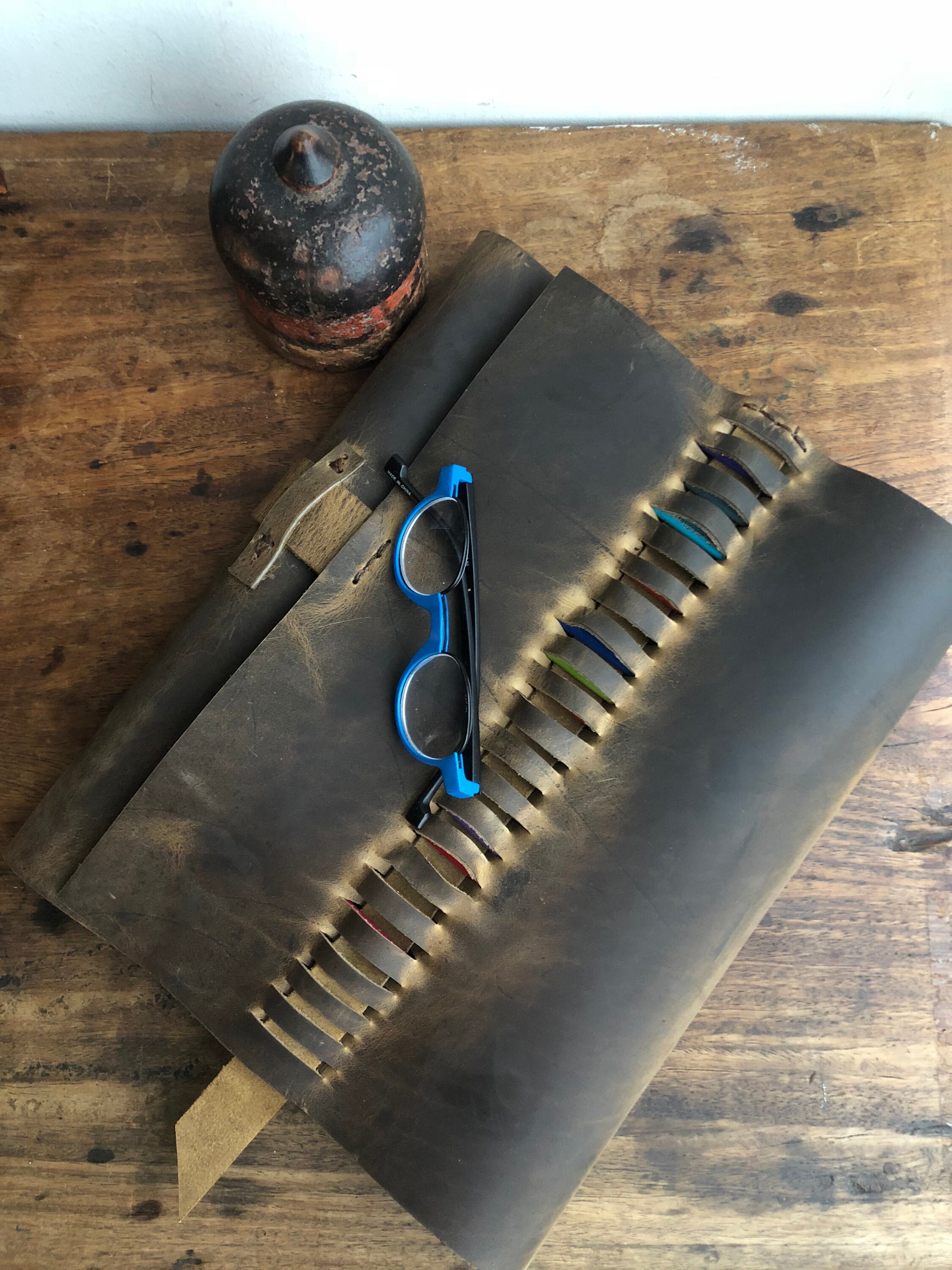 Leather Sketchbook Cover Pencil Holder / Refillable Sketchbook Etsy