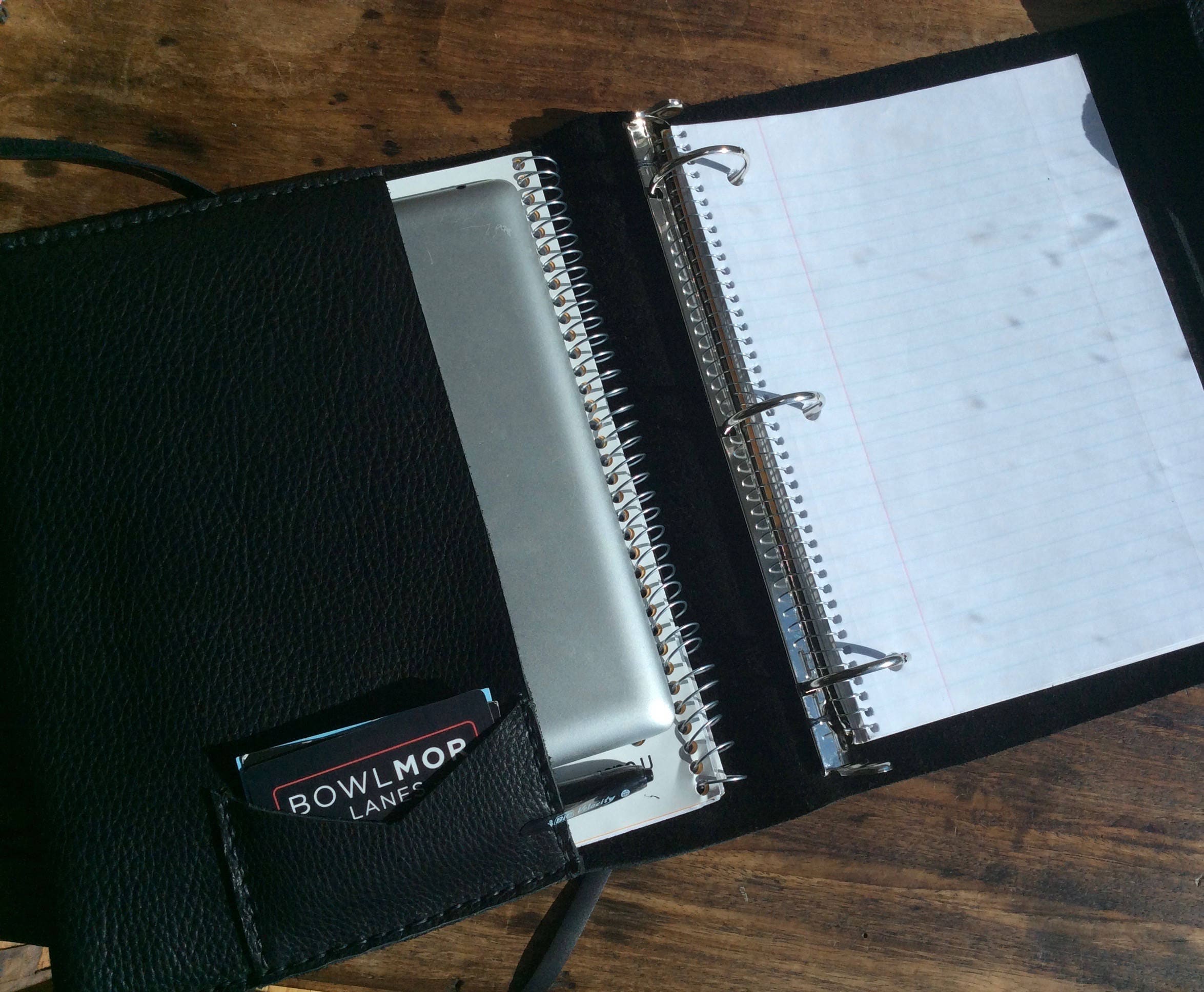 3 ring notebook, Minimalist binder portfolio, Leather ring binder