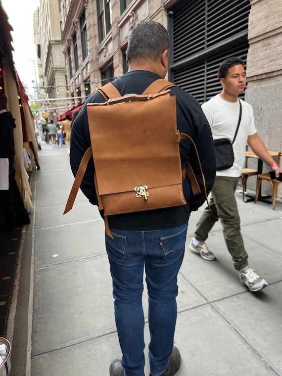 Traveler Backpack / Large Oversized Rucksack / Expandable Leather Backpack / Custom Backpacks made in NYC
