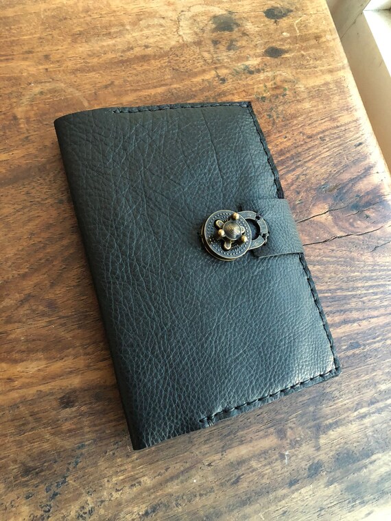 Black Moleskine Notebook / A5 Leather Notebook Cover / Black Bison Leather Moleskine Journal / A5 Leather Pocket Journal