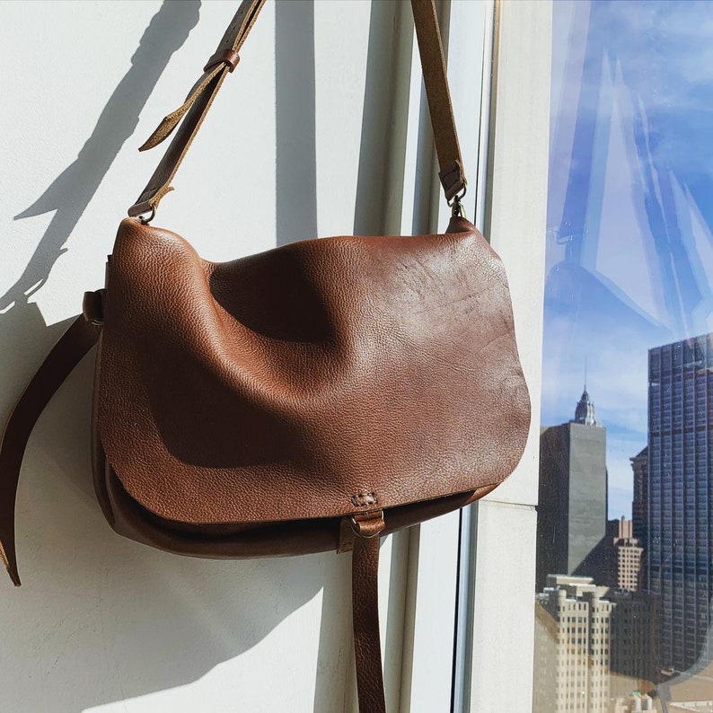 Leather crossbody bag, Brown leather hobo bag, Soft leather slouchy satchel, Crossbody handbag, Made in NY city image 1