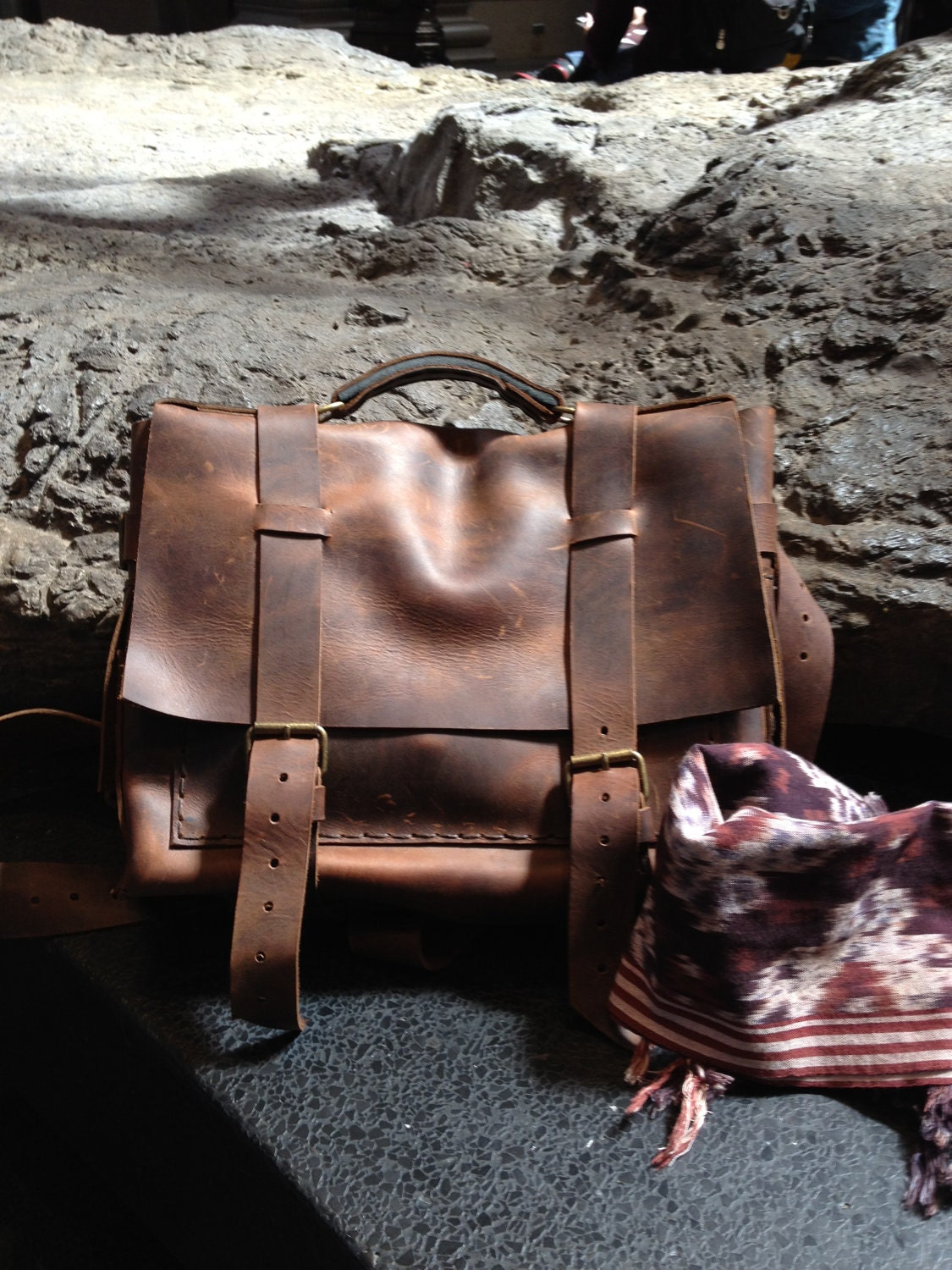 Handmade leather messenger bag, Leather mail bag