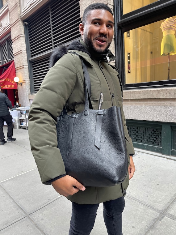 Prince Tote / Large Tote / Big Leather Shoulder Bag / Large Soft Pebbled Leather / Made by Hand