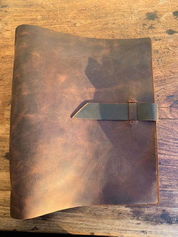 Vintage Leather 3 ring binder, Soft leather binder, Loose leaf notebook, Manuscript holder, leat notebook