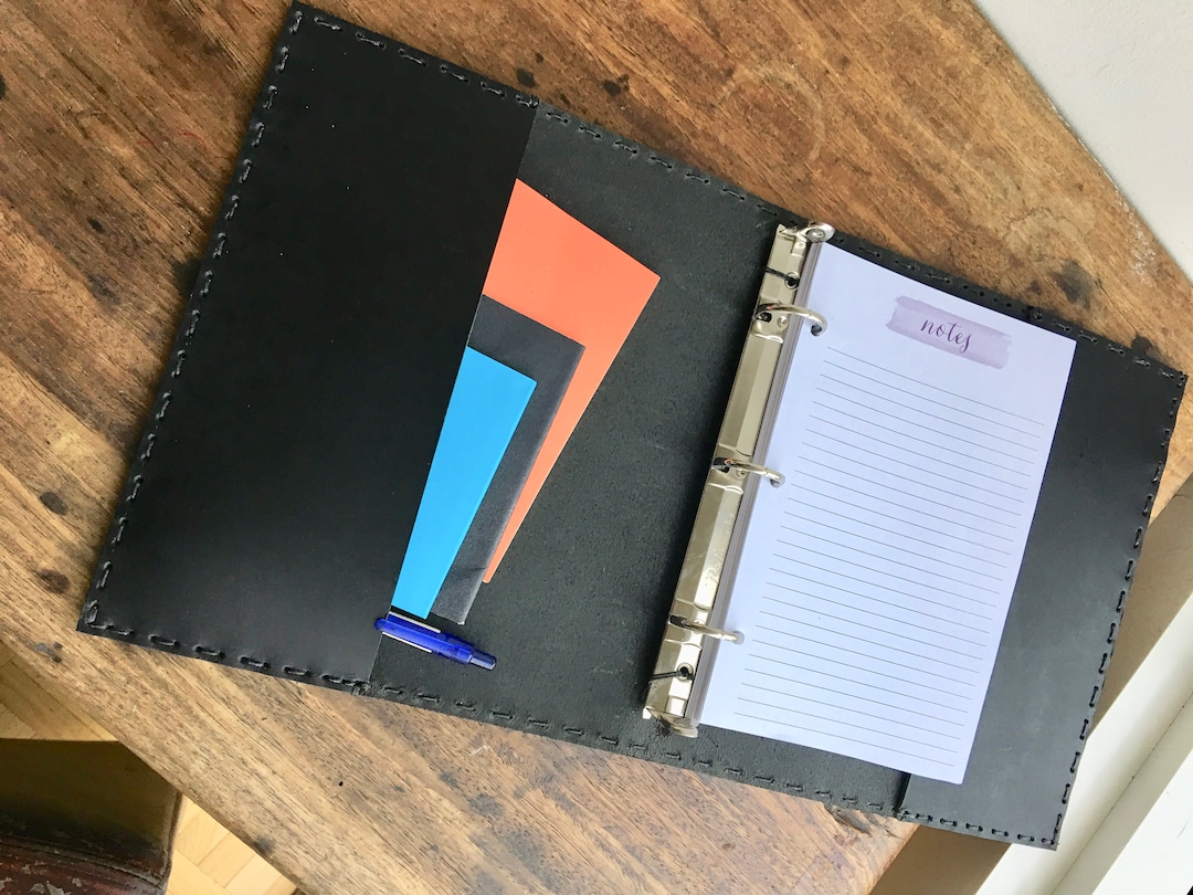 Small Binder A5 Planner Organizer Three Ring Notebook Black 