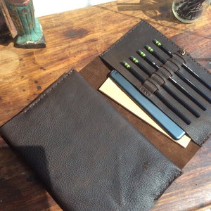 Pocket Notebook / Large Leather Notebook / Large Refillable Journal with Pocket / 8.5 x 11 Paper/ Made by Hand in NY image 1