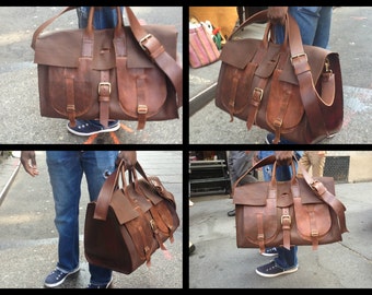 Travel Duffle Bag / Large Leather Weekender / Handmade Leather Travel Bag / Custom Leather Luggage / Large Holdall