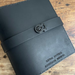 Work Binder / Black Notebook Binder / 3 Ring Work Portfolio / Custom Leather Portfolio