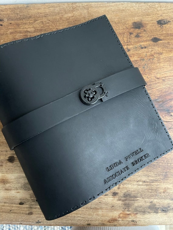 Work Binder / Black Notebook Binder / 3 Ring Work Portfolio / Custom Leather Portfolio