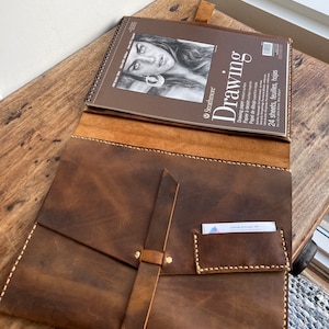 Leather Artist Portfolio Book  Order a Slide Tab Leather Writing Portfolio  Notebook Online at McKinley Leather