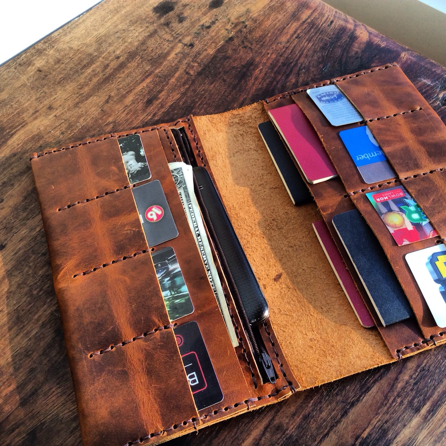 leather family travel document holder