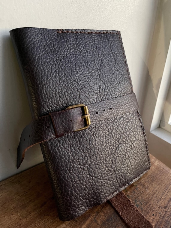 Buckle Notebook / Refillable Leather Journal / Soft Brown Bison Leather Moleskine Journal / Made by hand