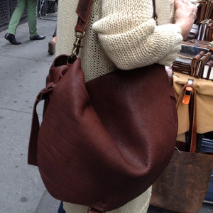 Leather crossbody bag, Brown leather hobo bag, Soft leather slouchy satchel, Crossbody handbag, Made in NY city image 5