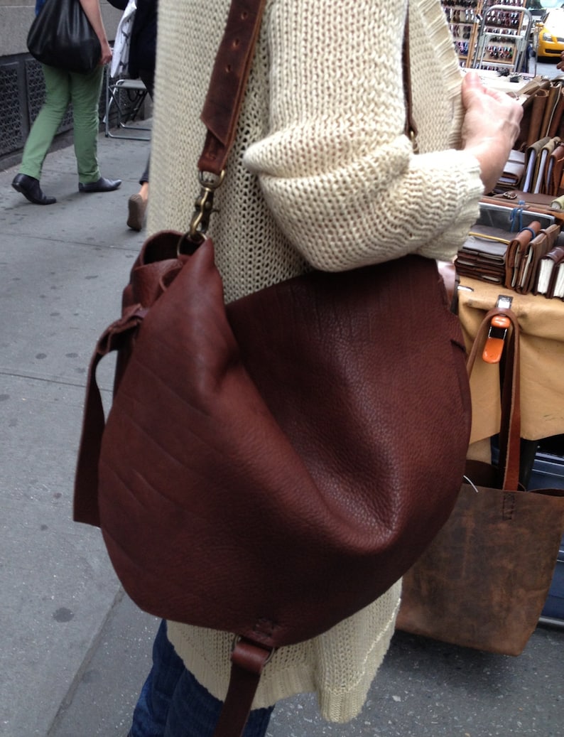 Leather crossbody bag, Brown leather hobo bag, Soft leather slouchy satchel, Crossbody handbag, Made in NY city image 5