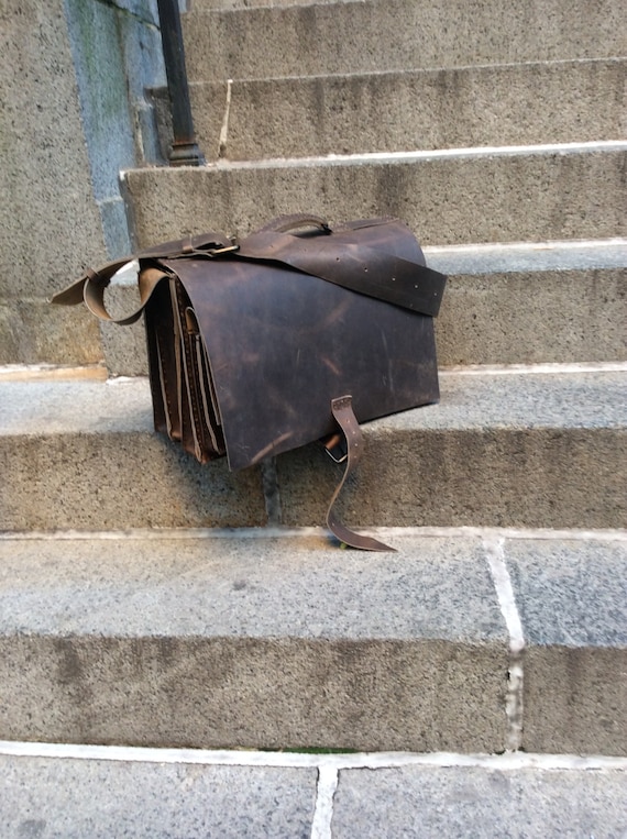 Large briefcase, Triple gusset work bag, Leather laptop briefcase, Big leather mens gusset briefcase, Triple compartment bag