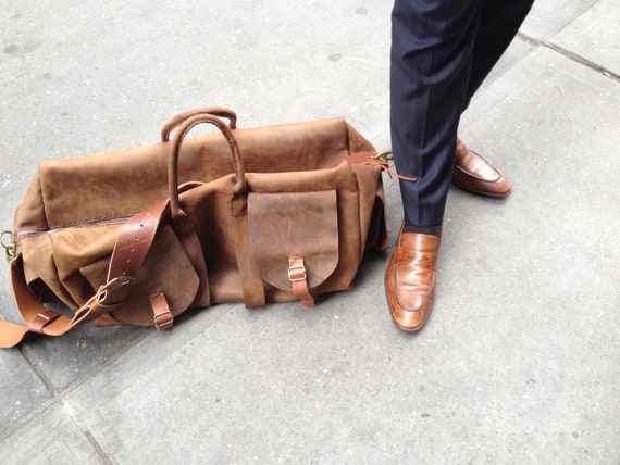 Lightweight luggage, Big duffle ,Carry on, Cabin luggage, Leather holdall, Weekender overnight bags, Airplane travel size, Custom made in NY