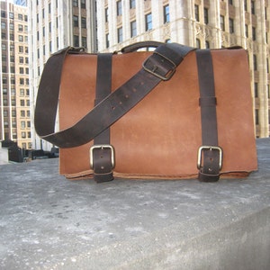 Triple Gusset Crossbody / Handmade Leather Briefcase USA / Triple Gusset Briefcase / Large Leather Briefcase image 3