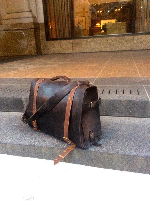 Travel Briefcase / Large Leather Briefcase / Large Capacity Laptop Bag / Handmade Leather Travel Briefcase / Made by Hand