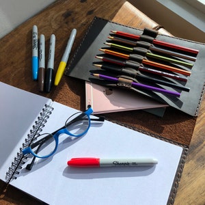 Handmade Leather Trifold Sketchbook Journal with Pen Holder image 2
