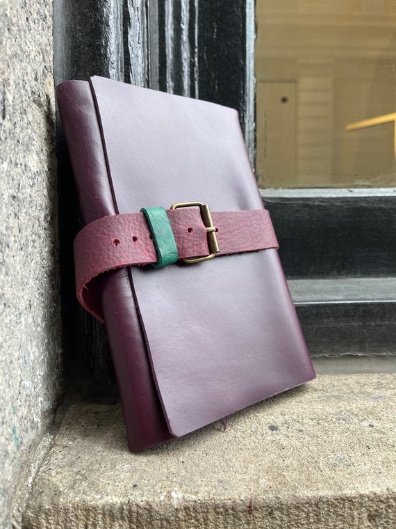Purple Journal / Handmade Leather Notebook with Buckle / Refillable Leather Journal / Made in NYC