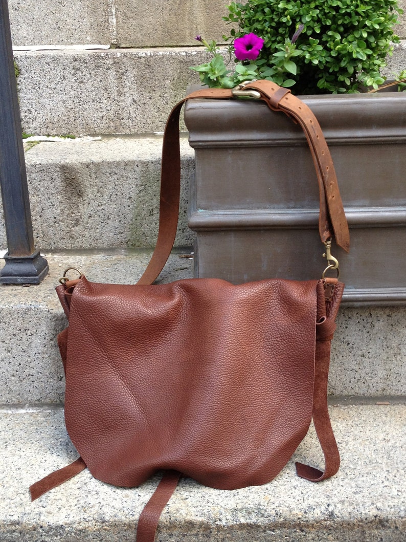 Leather crossbody bag, Brown leather hobo bag, Soft leather slouchy satchel, Crossbody handbag, Made in NY city image 4