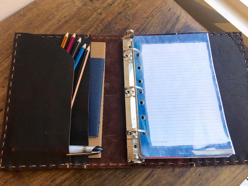 5.5 X 8.5 Binder Leather 3 Ring Binders Small A5 Planners Etsy
