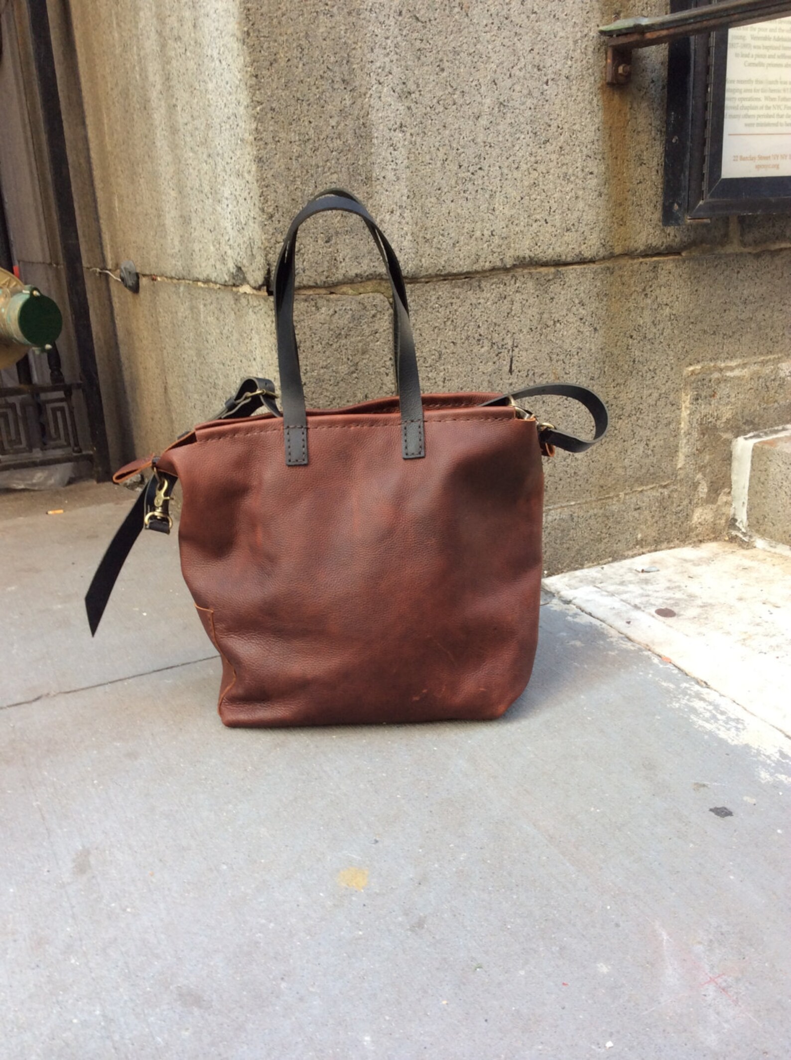 Laptop tote bag / Full grain leather tote / Custom leather Etsy