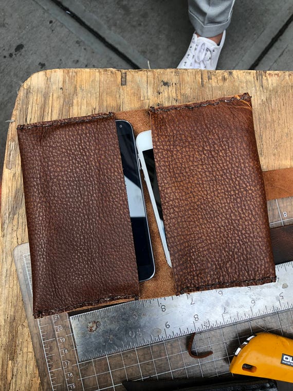 Dual iPhone case, Two Phone clutch, Leather case, Double Phone Cover, Custom Phone Covers, Handmade Leather Cell Phone Pouches and Cases
